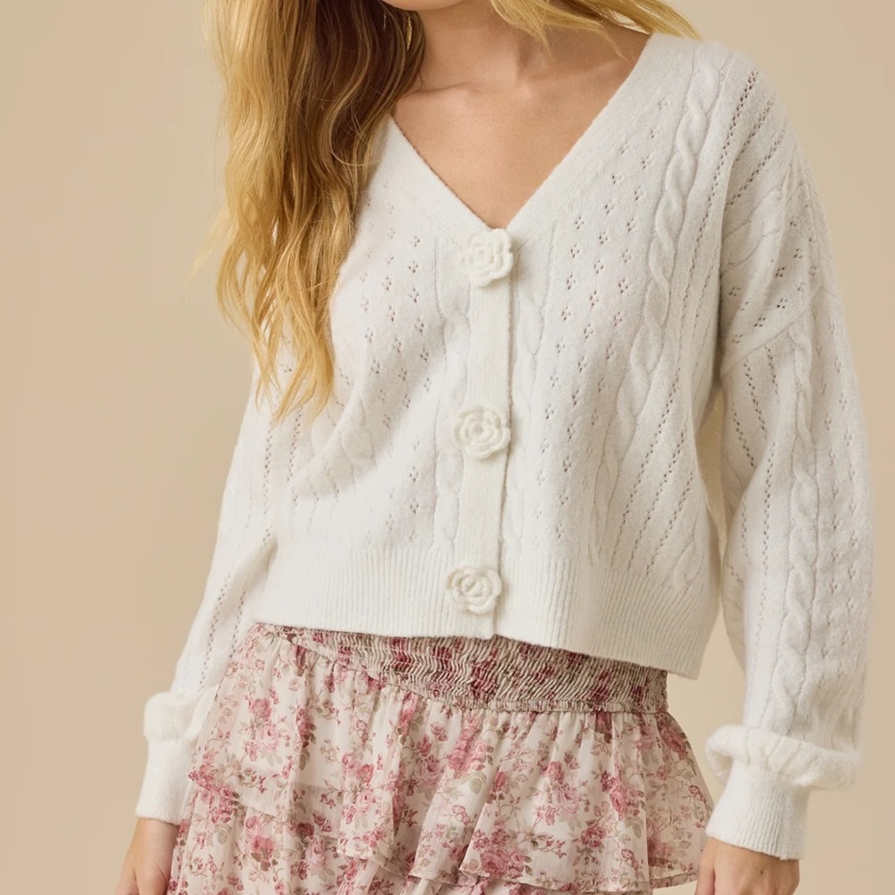 Alart’d State Regina Rose Cardigan - Ivory